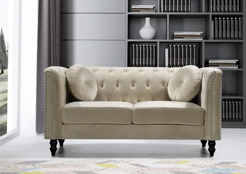 Miniatura 10 de Container Furniture Direct S5370-S Kittleson Velvet Upholstered Modern Chesterfield Sofa with Nailhead Trim, Gray