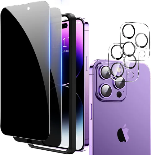 Miniatura 12 de Fotbor Protector de pantalla de privacidad para iPhone 13 Pro con protector de lente de cámara [2 + 2 unidades], con kit de fácil instalación