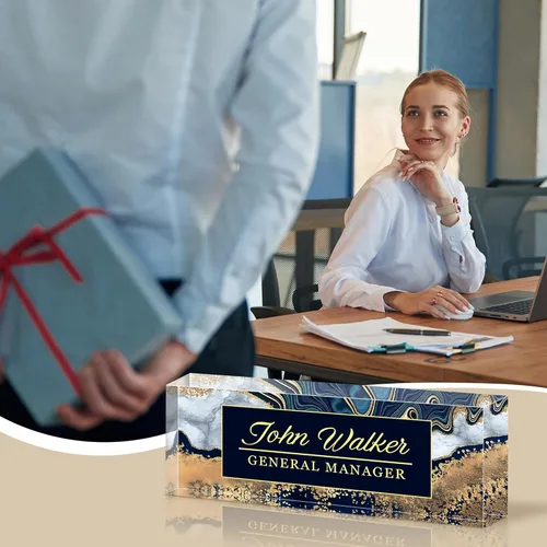 Miniatura 6 de Placa de nombre personalizada para escritorio, letrero de nombre de escritorio acrílico personalizado, regalos de agradecimiento de oficina