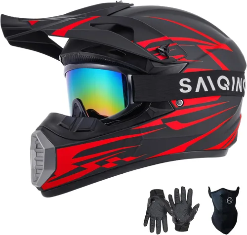 Miniatura 10 de SanQing - Casco de motocross para jóvenes y niños, casco integral para motocicleta de cara completa para bicicleta de tierra ATV cuatrimoto MX