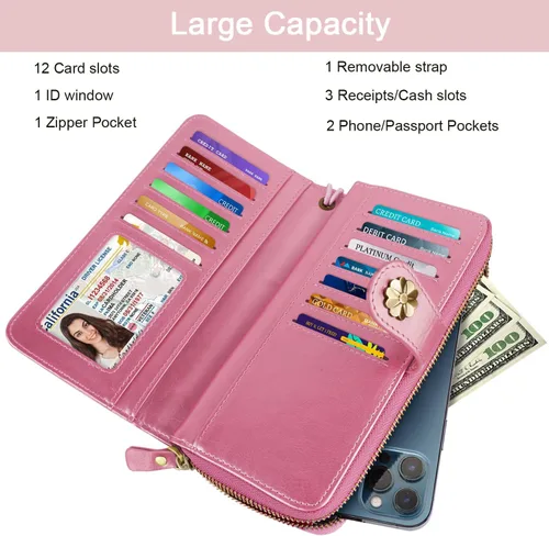 Miniatura 3 de Coco Rossi Billeteras para mujer con múltiples tarjetero, cartera de embrague, tarjetero, organizador de tarjetas para mujer con correa
