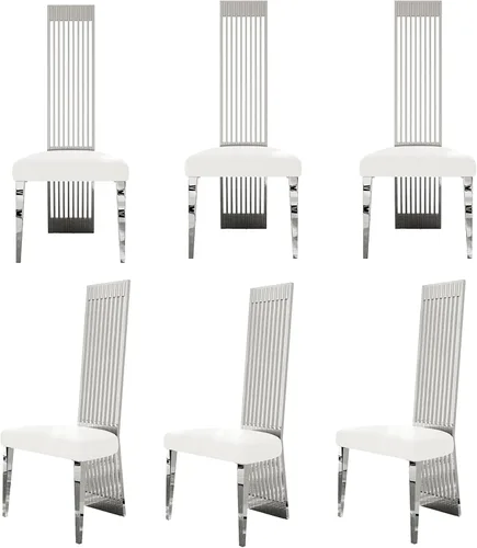 Miniatura 24 de Boucle - Juego de 8 sillas de comedor negras, modernas sillas de comedor tapizadas con respaldo alto con marco de acero inoxidable resistente