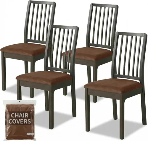 Miniatura 13 de Deisy Dee Fundas de asiento de terciopelo para sillas de comedor, juego de fundas para sillas de comedor (4, azul bebé)