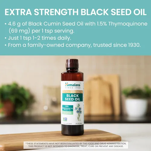 Miniatura 3 de Himalaya Aceite de semilla negra extra fuerte, prensado en frío y sin refinar, 1.5% de timoquinona (69 mg por TSP), 8 onzas
