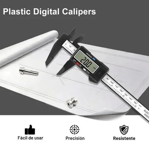 Miniatura 4 de Calibre digital, calibre Sangabery de 6 pulgadas con pantalla LCD extragrande, herramienta de medición de pinzas Vernier de plástico, regla