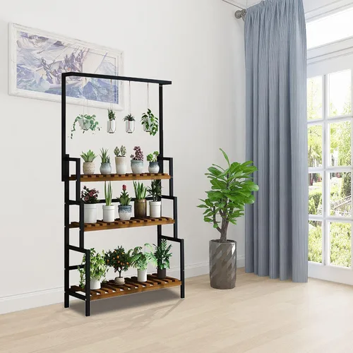 Miniatura 7 de Gdrasuya10 Soporte de 3 niveles para plantas colgantes, estantes de maceta de 68 pulgadas de alto, organizador de macetas, estante de metal