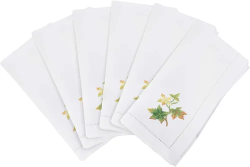 Miniatura 27 de Juego de 6 servilletas bordadas de magnolia hechas a mano con borde cosido
