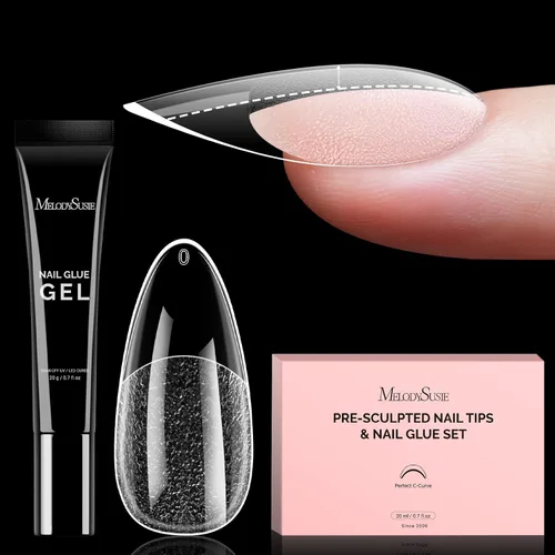 Miniatura 13 de MelodySusie Pegamento de uñas de gel 9 en 1 sin TPO para puntas de uñas postizas, 2 unidades de 0.5 fl oz de luz UV de larga duración requerida