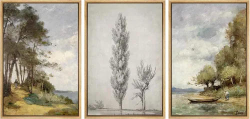 Miniatura 115 de Ashbrook Set de Arte de Pared en Lienzo Enmarcado, Naturaleza, Horizonte de Playa Nebulosa, Ilustraciones de Área Silvestre, Bellas Artes, Paisaje