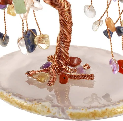 Miniatura 6 de Jovivi Árbol de cuarzo natural con cristales curativos de 7 chakras, árbol del dinero, base de ágata geoda, adornos de Feng Shui, decoración