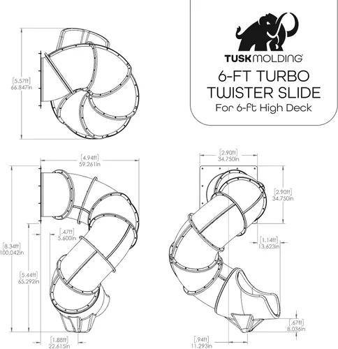Miniatura 2 de Tobogán Turbo Twister de 6 pies para juegos – Aventura de giro, paseo suave y seguro TUSK Strong℠ (amarillo)