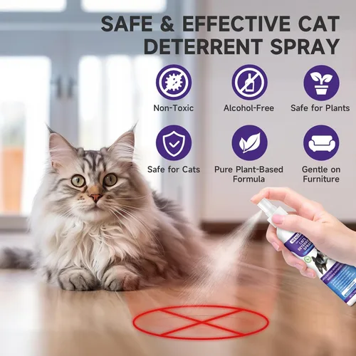 Miniatura 5 de WEALLIN Spray disuasorio para gatos, 6.76 onzas líquidas, repelente de gatos natural para interiores y exteriores, ayuda de entrenamiento