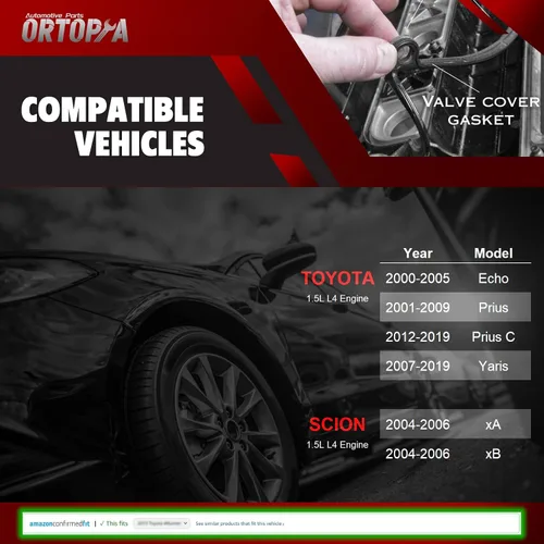 Miniatura 6 de Juego de juntas de tapa de válvula de repuesto para Toyota Scion 1.5L 1NZ-FE 2000-2019 – Reemplaza VS50624R 11213-21011 – Compatible con Prius Yaris