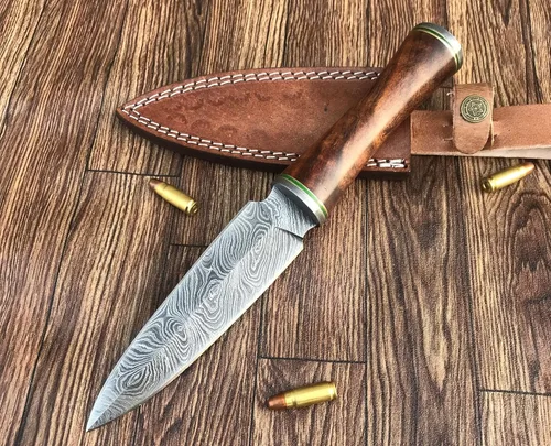 Miniatura 3 de Cuchillo de acero de Damasco hecho a mano DG-28 - Hermoso mango de palisandro