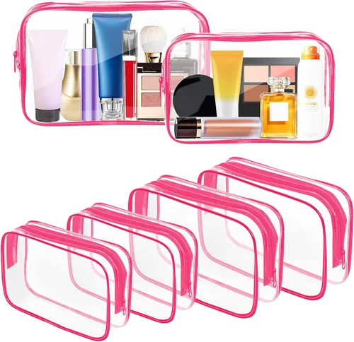 Miniatura 10 de Bolsa de maquillaje transparente AURUZA, bolsas de aseo portátiles para viajes con cremallera, bolsas organizadoras transparentes aprobadas por