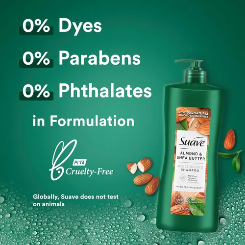 Miniatura 7 de Suave Professionals Champú hidratante para cabello seco Manteca de almendras y karité sin parabenos y sin colorantes, 28 onzas, paquete de 4