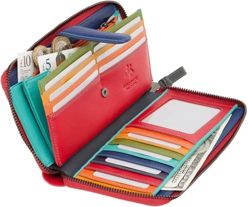 Miniatura 5 de Visconti Spectrum 33 - Cartera de cuero suave multicolor para mujer, Rojo