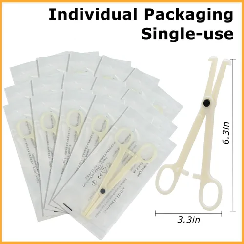 Miniatura 3 de Abrazaderas de piercing desechables – 25 abrazaderas de septum para el cuerpo, piercing de plástico para tabique, herramientas para piercing