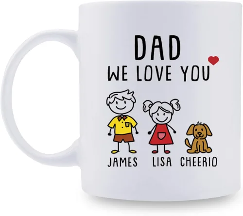 Regalos personalizados para papá de hija e hijo, taza divertida del día del padre, regalos personalizados para el día del padre, divertida taza de