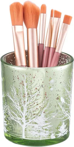 Miniatura 11 de DASITON Organizador de brochas de maquillaje, soporte de almacenamiento de brochas de maquillaje cosméticas de cristal para árbol de Navidad, taza