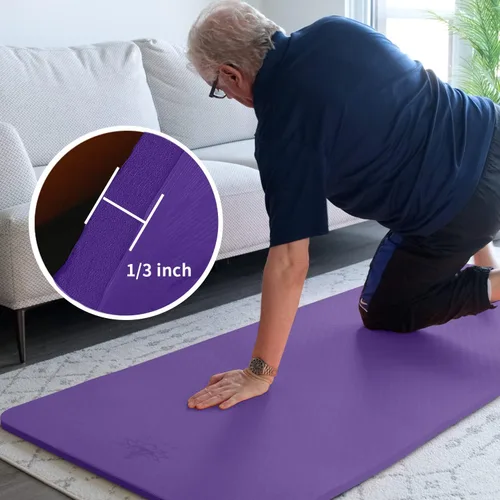Miniatura 3 de Hatha Yoga Tapete de yoga de TPE grueso de 72 x 27 x 1/3 pulgadas, antideslizante, ecológico, tapete de ejercicio para yoga, pilates y Púrpura