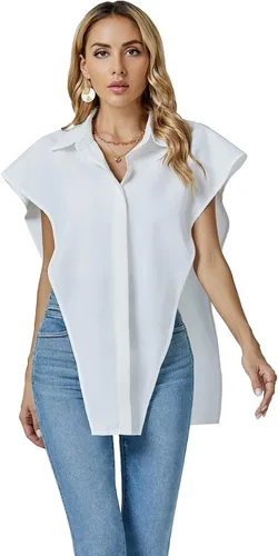 Miniatura 5 de Umenlele Blusa de gran tamaño con cuello y botones para mujer