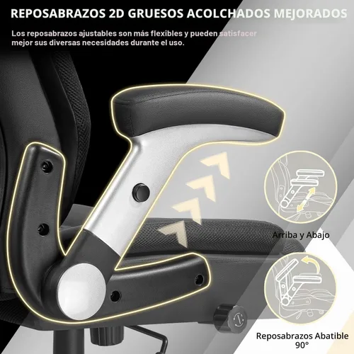 Miniatura 6 de VITESSE Silla de oficina grande y alta de 600 libras con reposabrazos abatible, grande y resistente con soporte lumbar ergonómico, silla de oficina