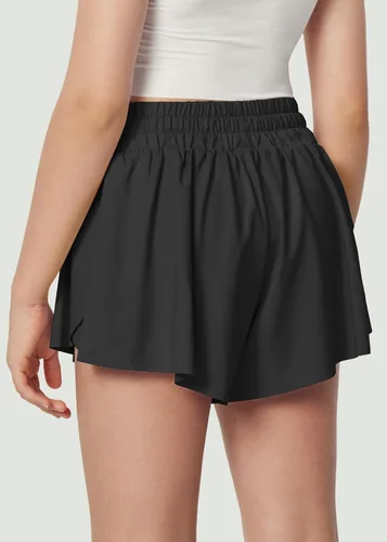 Miniatura 2 de Ewedoos Pantalones cortos holgados 2 en 1 para niñas, pantalones cortos atléticos de mariposa, talla 10-12, lindos pantalones cortos de moda