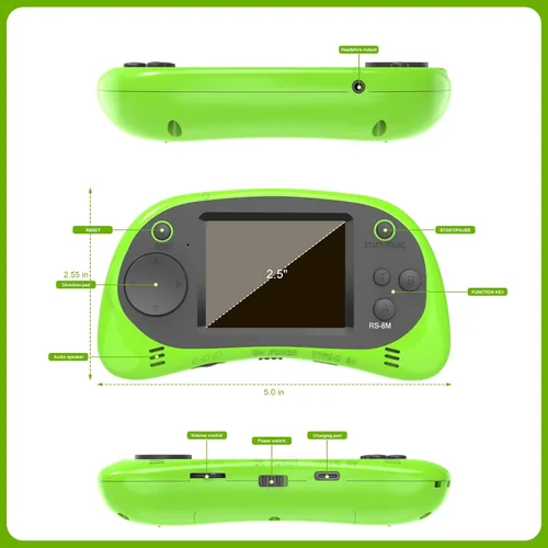Miniatura 5 de Juegos de mano para niños, videojuego retro de 16 bits con 220 juegos electrónicos HD, juego de viaje portátil IPS de 2.5 pulgadas, regalos