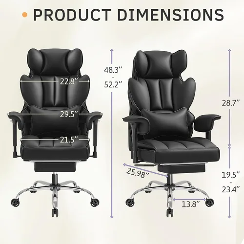 Miniatura 3 de Furmax Silla de oficina grande y alta, silla de juegos de respaldo alto con reposapiés para personas pesadas, silla de oficina ergonómica cómoda