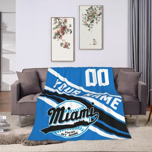 Miniatura 29 de Wream Manta personalizada para fanáticos de la cama, regalo de béisbol con nombre y número de ciudad de béisbol, manta de forro polar de invierno