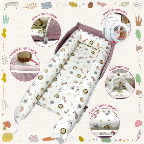 Miniatura 6 de Tumbona de bebé, tumbona portátil plegable para bebés, cubierta de nido de bebé, adecuada para 0-24 meses, tumbona para recién nacidos, nido de bebé