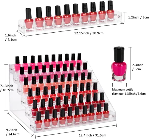Miniatura 6 de Estante organizador de esmalte de uñas de 6 niveles, soporte acrílico para pintura de uñas, tinta de tatuaje, aceite esencial, almacenamiento