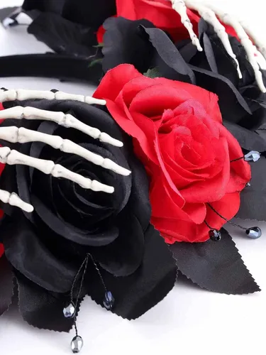 Miniatura 5 de Woeoe Diadema de Halloween FLower para el Día de los Muertos, diseño floral, araña, murciélago, fiesta, tocado para mujeres y niñas