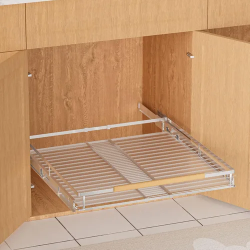Miniatura 7 de SANNO Organizador de gabinete extraíble, cesta deslizante para cajones de despensa, estante deslizante expandible debajo del fregadero, cajones