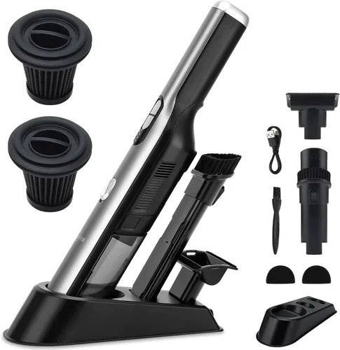 Miniatura 9 de Aspiradora inalámbrica de mano, aspiradora portátil para automóvil con potencia de succión de 18 KPa, aspiradora de mano de carga rápida con faros