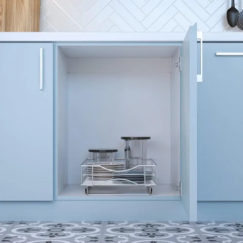 Miniatura 4 de Home Zone Living Organizador de armario de cocina extraíble con cajón deslizante para ahorrar espacio, 14 pulgadas de ancho x 21 pulgadas de largo