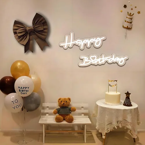 Miniatura 3 de Letrero de neón de feliz cumpleaños para decoración de fiesta de cumpleaños, letreros LED iluminados para telón de fondo, letrero de cumpleaños