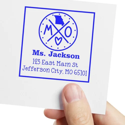 Miniatura 97 de Sello entintado moderno con nombre y dirección del estado de Alabama – Sello de dirección de devolución personalizado para invitaciones de despedida