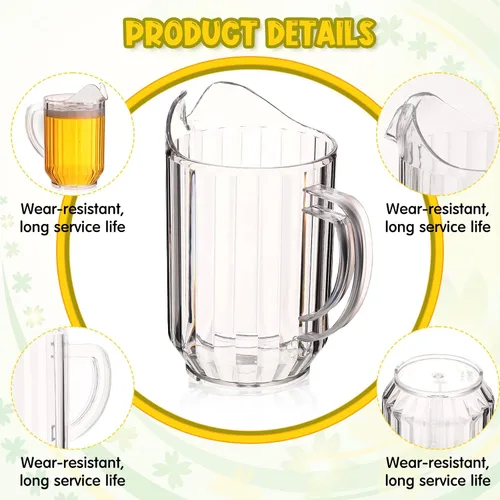 Miniatura 3 de Rtteri - Paquete de 16 jarras de plástico transparente de 32 onzas a granel, mini jarras de bebidas con asa y boquilla para agua, cerveza, limonada