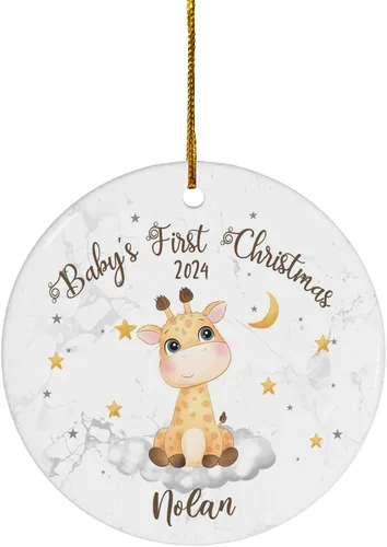 Miniatura 27 de FLOCHIL Adorno Personalizado de Primera Navidad del Bebé 2024 Niño, Adorno Colgante de Elefante de Porcelana Elefante 2