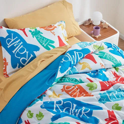 Miniatura 2 de SLEEP ZONE Juego de edredón para niños tamaño matrimonial/queen, juego de edredón de 3 piezas estampado súper suave y lindo para todas las Animal
