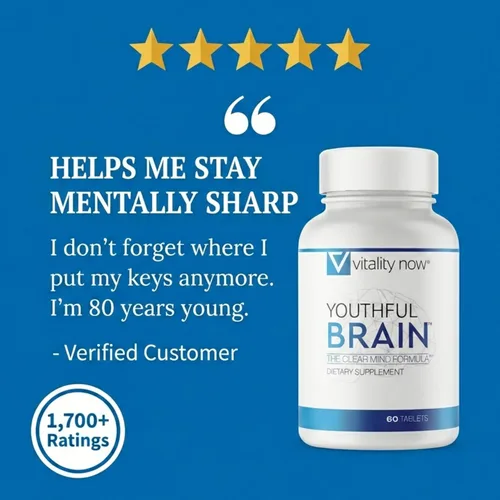 Miniatura 5 de Youthful Brain Suplemento de apoyo para la salud de la memoria y el cerebro con Bacopa Monnieri, Ginkgo Biloba, B12 - Tabletas fáciles de tragar