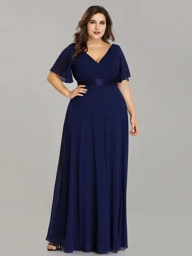 Miniatura 14 de Ever-Pretty Vestido formal para mujer, Navidad, Año Nuevo, cuello en V, gasa, talla grande, largo hasta el suelo, vestido de dama de honor