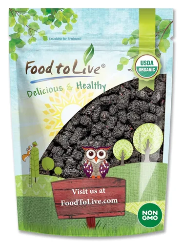 Food to Live Morus nigra moras negras secas orgánicas, 1 libra, sin OMG, frutas crudas, sin azúcar, veganas, morera a granel, para aperitivos,
