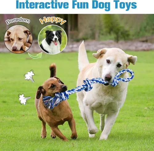 Miniatura 5 de UPSKY Juguetes de cuerda para perros 2 juguetes casi indestructibles para perros de raza mediana a grande, juguete de masticación/tracción dental