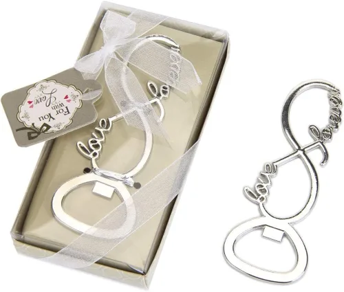 5 piezas de abrebotellas en tono plateado, decoración de recuerdos de boda, caja de regalo, lazo en forma de nudo con amor, suministros de fiesta