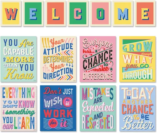 Miniatura 9 de Juego de 12 carteles motivacionales de mentalidad de crecimiento para profesores y estudiantes, decoración de dormitorio, oficina y aula