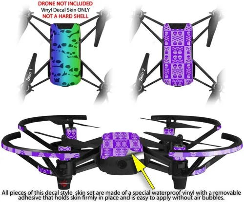 Miniatura 2 de Paquete de 2 calcomanías de piel para DJI Ryze Tello Drone Rainbow Skull Collection Drone no incluido