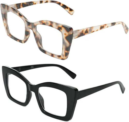 Miniatura 9 de Gafas de Lectura Grandes para Mujeres – Lentes de Lectura con Bloqueo de Luz Azul, Estilo Oprah, Marco Cuadrado, Lente Transparente, Bisagra